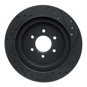 Dodge Viper Brake Rotor (1) - Rear Left - R1 Concepts - Drilled & Slotted - Black - `92-`02